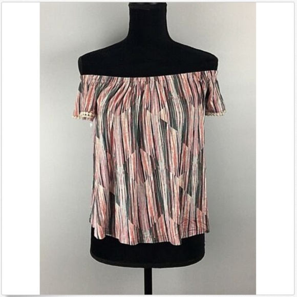 LUSH Women’s XL Off the Shoulder Blouse Stripes - Picture 1 of 7